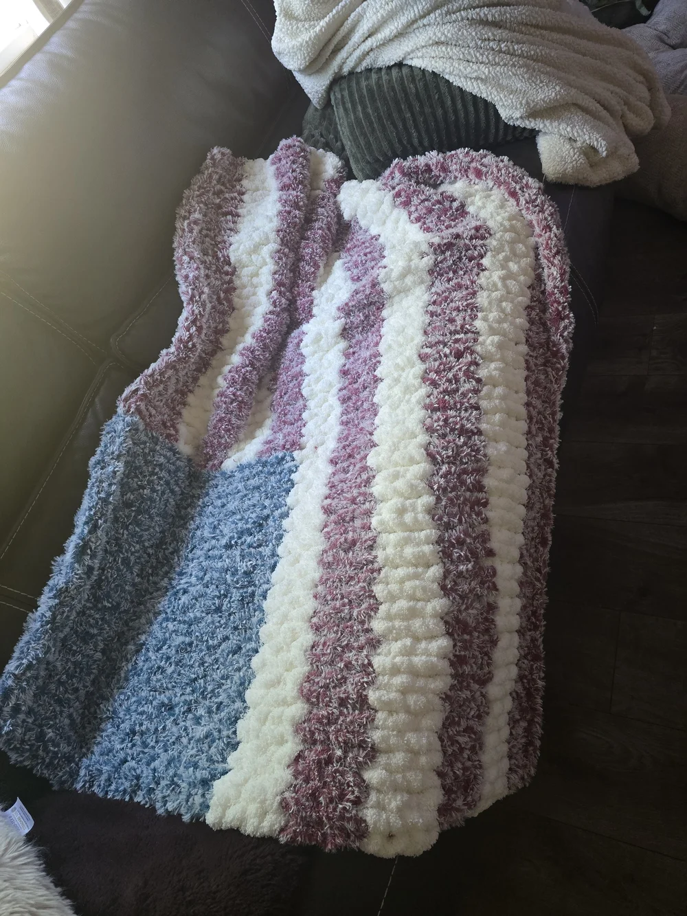 Hand Made Cozy Chunky Knit Throw Blanket -  American Flag
